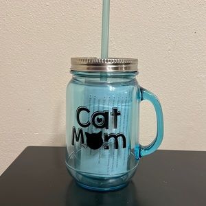 🐱 Cat Mom plastic mason jar cup